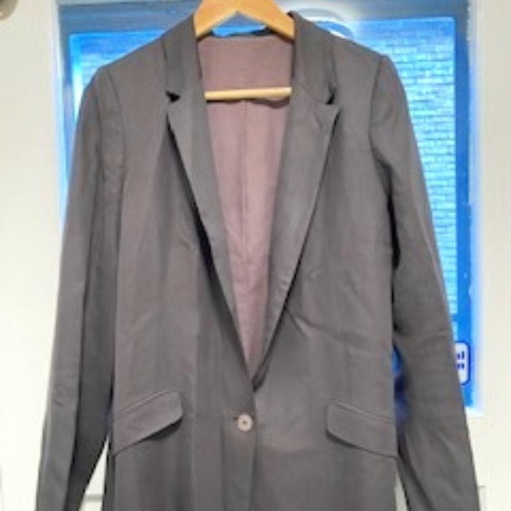 Tara Jarmon  Silk/Cotton lining loose fit blazer in charcoal gray size S